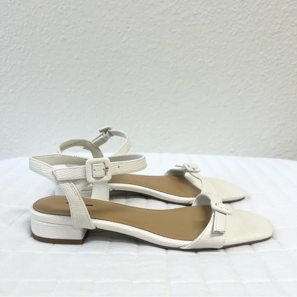 J. Crew Factory Textured Ankle Strap Block Sandals in Ivory White Size 6 spring - Picture 5 of 11